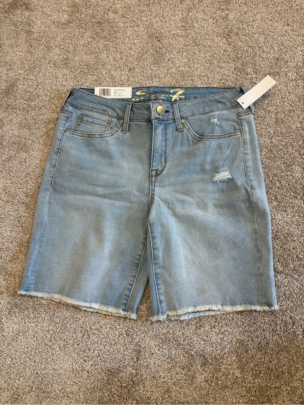 7 For All Mankind Light Blue Denim Bermuda Shorts